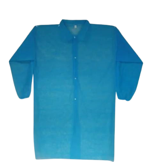 Халат для відвідувача на кнопках, блакитний/білий, нестерильний, НЕМАН, XL